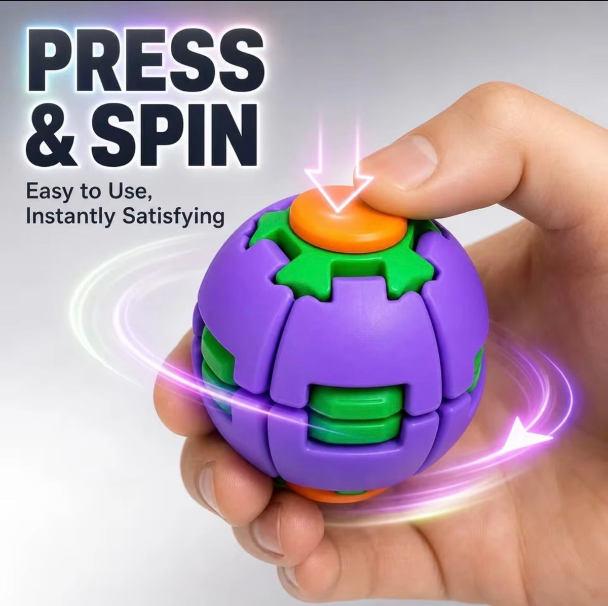 Press & Spin Stress Relief Fidget Ball – Focus, Relax & Reset