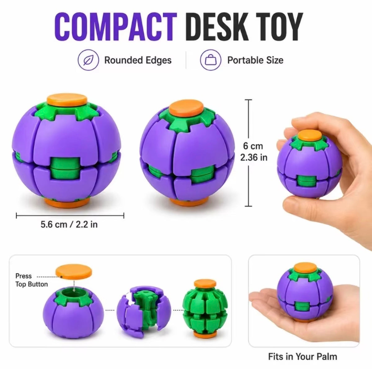 Press & Spin Stress Relief Fidget Ball – Focus, Relax & Reset