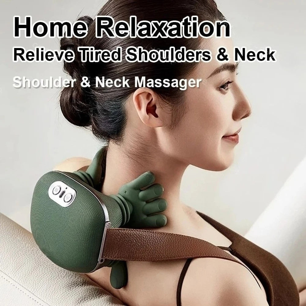Neck & Shoulder Massager with Fingers, Bionic Portable Cordless Electric Shoulder Massage with Heat