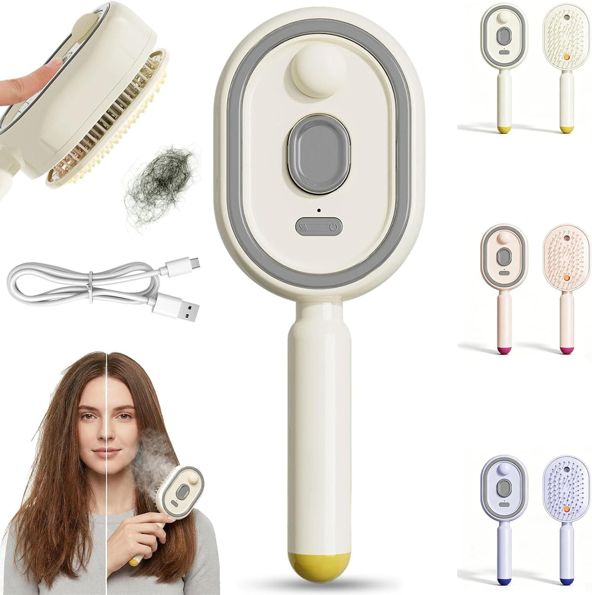 2-in-1 Electric Steam Hair Brush | Portable Hair Straightener & Frizz Control Comb