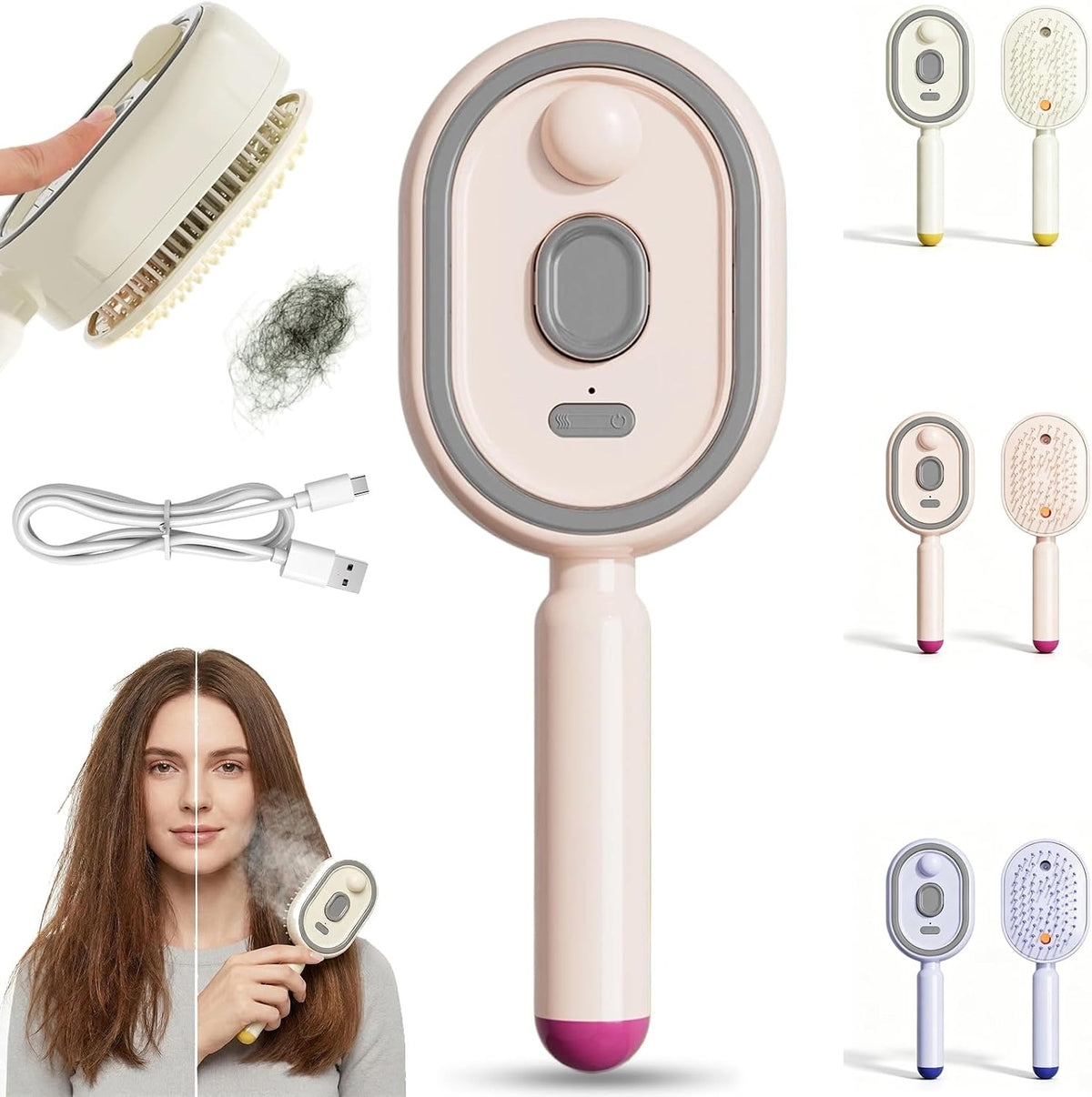 2-in-1 Electric Steam Hair Brush | Portable Hair Straightener & Frizz Control Comb