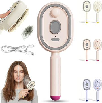2-in-1 Electric Steam Hair Brush | Portable Hair Straightener & Frizz Control Comb